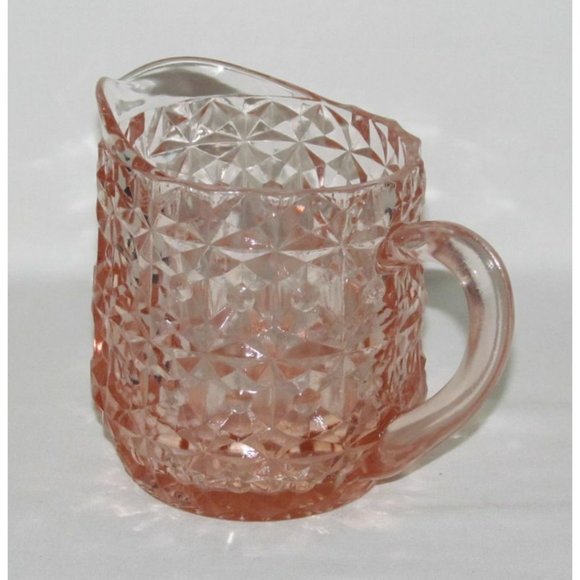 Jeannette Glass HOLIDAY Buttons and Bows Pink Medium Milk Pitcher - Picture 2 of 3
